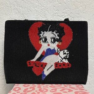 Betty Boop Black Clutch with Red Heart Design